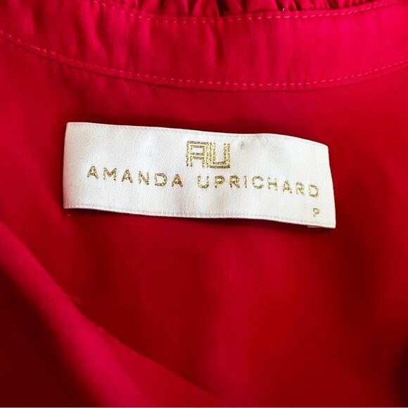 Amanda Uprichard 100% Silk Red Waist Tie Shirt Mini Dress Size Small - Picture 10 of 10
